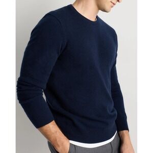 Quince Mens L NWT Mongolian Cashmere Crewneck Sweater True Navy Blue Quiet Lux